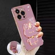 เคสโทรศัพท์ชุบไฟฟ้าสุดหรูพร้อมขาตั้งแมวน่ารักสร้างสรรค์และกระจกแต่งหน้าในตัว, วัสดุซิลิโคนแฟชั่น, กั