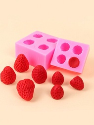 1入3d草莓形矽膠蠟燭模具,粉色巧克力翻糖模具,用於生日蛋糕裝飾,diy烘焙工具,手工皂