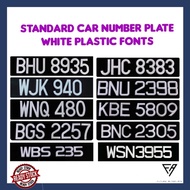Standard Car Number Plate *WHITE PLASTIC FONTS* Nombor plat kereta standard