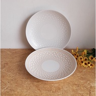 00370 Jumbo Ceramic Pasta Plate with Embossed Motif Jumbo Ceramic Pasta Plate/ Ceramic Pasta Plate w