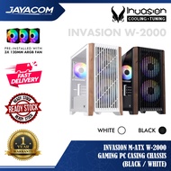 Invasion M-ATX W-2000 Gaming PC Casing Chassis – Black / White (Free 3x ARGB Fan)