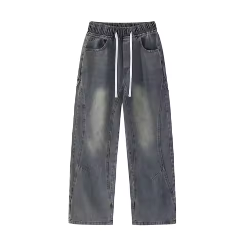 Vintage Men's Baggy Denim Trousers 2025 New Streetwear Wide Leg Loose Denim Pants Men Fashion Distre
