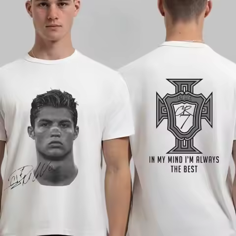 Summer Cristiano Ronaldo Head Print T-shirt Romagni Signature Trend Print Cotton T-shirt Romagni CR7