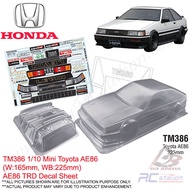 Team C M-Chassis Clear Body Shell TM386 1/10 Mini Toyota AE86 (Width 165mm, WheelBase 225mm)