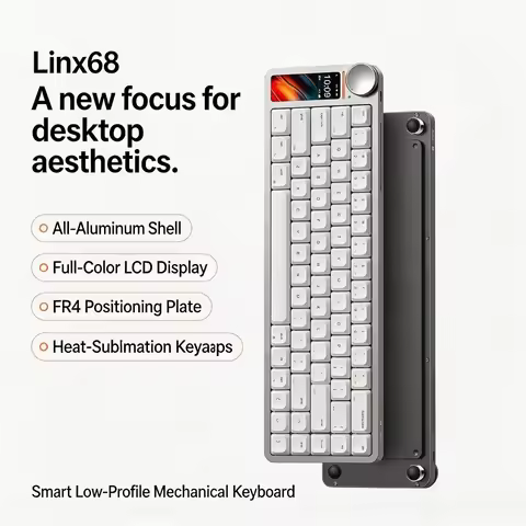 Linx68 Smart Low Profile Mechanical Keyboard Wireless Gasket Knob Screen Hot Swap Custom Office Gami