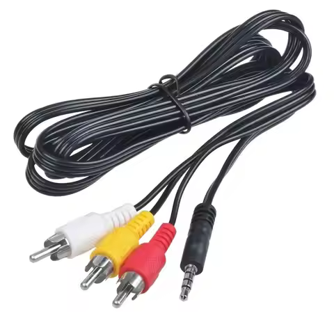 3.5mm Plug to 3 RCA Camcorder Audio Video A/V Cable 4Feet for Sony JVC Panasonic Canon Samsung Camco