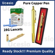 Pure Copper Gold Pen Bekam +50Pcs 28G Kotak Jarum Bekam / Alat Bekam Bekam Cupping Acupuncture Ther