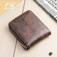 Short Men's Wallet With Zipper Small Male PU Leather Coin Purses Multi Ftion Card Holder For Men Business Money Wallet