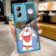 Vivo Y17s Y17 Y15 Y12 Y11 Y19 Y20 Y20s Y20i Y12s Y20sG Stylish Casing Crystal Candy Case Lens Protection Casing Lucky Doraemon Liquid Phone Cover