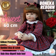 Boneka Bayi Reborn Silikon 60 cm Premium Real Seperti Bayi Asli