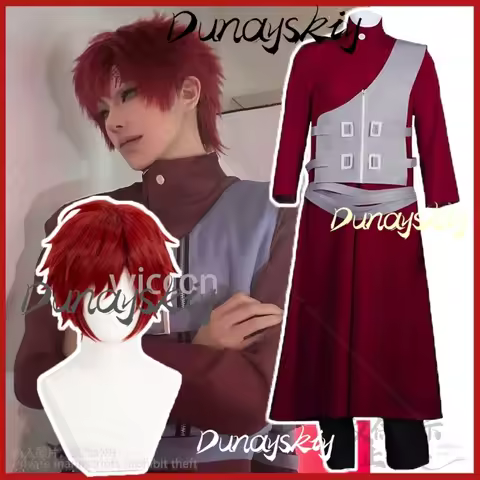 Anime Cosplay Sabaku No Gaara Costume Ninja Hokage Kazekage Clothing Wigs For Adult Coat Vest Pants 