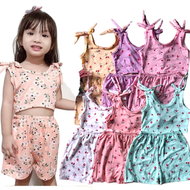 (3 PAIRS) YASSI RIBBON TOP Terno Short floral kids/Sando Short set for kids girl(1-4 yrs old)