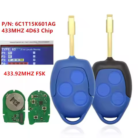 KEYECU Replacement Cheap TRANSIT Remote Head Key FOB 433MHz 4D63 Chip for Ford Transit WM VM 2006-20