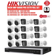 HIKVISION 16CH 4.0MP DS-7616NI-Q2/16P NVR + 4MP PoE CAMERA CCTV IP Network Smart Hybrid Light Mic Vo