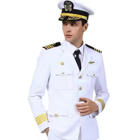 Captain Seaman Professional Uniform Security Guard Business Clothing Costume Suit Pilot Ship Sailor 