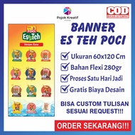 Banner Baner Bener Benner Spanduk Sepanduk Backdrop Plang Promosi Usaha Minuman Es Teh Poci Franchis