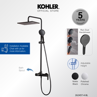 KOHLER Aleo 3-Way Shower Column with Rainduet Multifunction Handshower Rain Shower and Spout - Matt Black Round Rainhead K-26241T-4-BL / Rectangle Rainhead K-26245T-4-BL