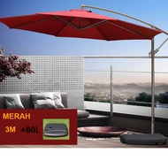 Payung taman outdoor payung gantung 3m Cafe Payung Teduh Matahari Umbrella Pelindung Bulat