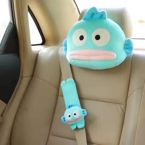 Sanrio Cute Cartoon Hangyodon Pillow Shoulder Cover Car Supplies Cute Headrest Neck Pillow Four Seas
