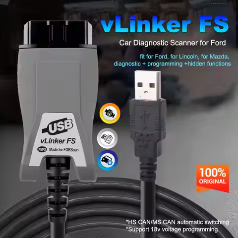 2026 Vgate vLinker FS USB OBD car diagnostic scanner for All Ford Mazda models work with FORScan car