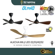 🔥HOT🔥 ALPHA Alkova - Mili LED / NON LED 3B 52/42/33/22 Inch DC Motor Ceiling Fan/ 24 Speed Remote Co