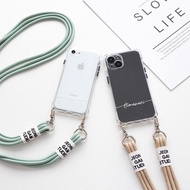 iPhone 限定智能手機保護殼，帶 3 條繩帶 [TPU 透明保護殼，帶名稱] 智能手機肩背透明，帶文字 OS22U