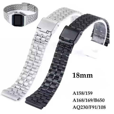 18mm Stainless Steel Watch Band for F-91W SGW400 F91W F84 F105 108 A158W 168 AE1200 1300 Women Men B
