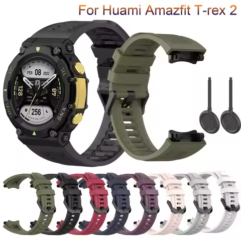 New Silicone WatchStrap For Huami Amazfit T-Rex 2 SmartWatch Band Bracelet Soprt Wristband For Amazf