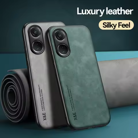 Luxury Original Leather Magnetic Shockproof Case For Oppo A78 4G A 78 Cover With Metal Plate for Opp