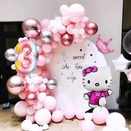 58/59pcs Disney Hello Kitty Theme 1-9 Year Old Balloons Set Mini Crown Balloon 32"Gradient Number Gi