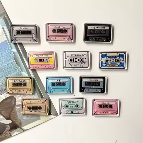 6 acrylic miniature mini tape radio refrigerator attached home decor magnets