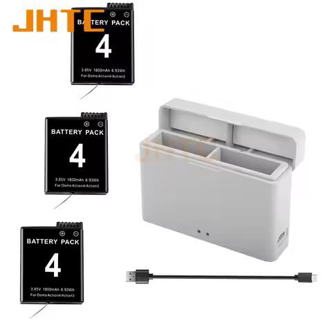1800mAh Camera Battery for DJI OSMO Action 4/3 Sports Camera Accessories with Charger Compatible wit