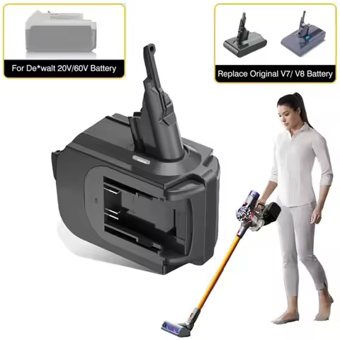 2-in-1 V7 V8 Converter For Dewalt 20V Battery Double Battery Adapter Work for Dyson V7 V8 Vacuum Cle
