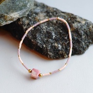 【薔薇石】天然水晶米珠手鏈