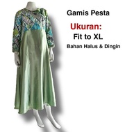 Gamis pesta batik kombinasi polos velvet ukuran dari S sampai XXXL