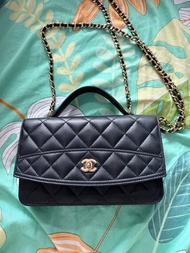 Chanel 黑色荔枝紋 WOC 手袋