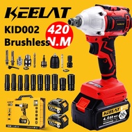 KEELAT KID002 420NM Electric Wrench Brushless Impact Wrench Cordless Impact Gun Drill Bateri Heavy D