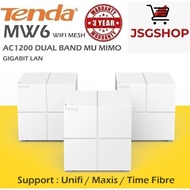 Tenda Nova MW3/MW6 AC1200 MU-MIMO Whole Home Mesh WiFi System AP Mode/Router for Unifi Maxis time Fi