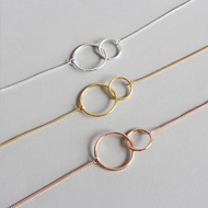 สร้อยข้อมือเงินแท้ 925ดีไซน์วงแหวนคู่เชื่อมโยง (Interlocking Circles)(925 Sterling Silver Interlocki