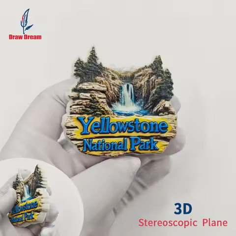 1Pc Yellowstone National Park 3D Refrigerator Magnet World Travel Souvenir Collection, Travel Souven
