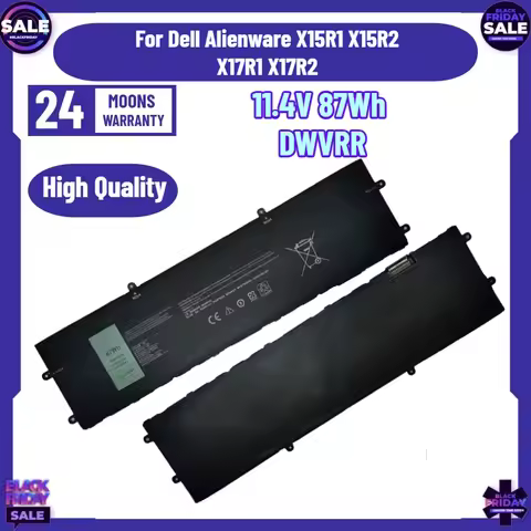 11.4V 87Wh DWVRR Laptop Battery Replacement for Dell Alienware X15R1 X15R2 X17R1 X17R2 Notebook Batt