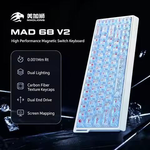 Madlions MAD68HE V2 / MAD60HE V2 Magnetic Axis Keyboard 8K 0.125ms RGB 61 Keys Customizable Wired Ga