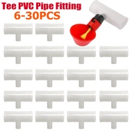 6pcs Tee PVC Pipe Fitting 20/25mm Plastic 3 Way Tee Slip Connector Livestock Drinking Tee Connector 