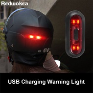Redwokea หมวกกันน็อคไฟเตือนมอเตอร์ไซค์,หมวกกันน็อคไฟติดด้านข้างกล่องไฟอัจฉริยะไฟติดท้ายตอนกลางคืนชาร์จไฟได้กระพริบ USB Charging Warning Tail Light