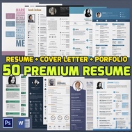 [Resume/CV/CL] Total 50Templates (Mixed Format Words/Psd/Ai)