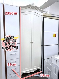 ✨包送貨 )) 歐陸風 🥰 米白色系 - 85cm 衣櫃 ♥️♥️ 雙門衣櫃 2尺半衣櫃. 🥰🥰✨ 靚仔易襯 💓💓 二手傢俬 // 傢俱