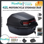 ✴PlumPup Explorer MAX 42 liters Motorcycle EX5 Tail Rack Box Universal Thickened y15zr RSX Large Capacity Top Monorack Box Givi Box Electric Vehicle Waterproof Motor Box✫