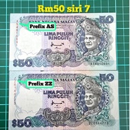 (A337) rm50 siri 7 duit kertas lama rm50 lama barang antik barang lama tabung duit kertas mata wang 