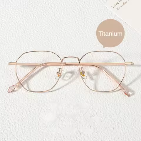 VOSUN New Polygonal Frame Retro Pure Titanium Eyeglass Frame Ultra Light Rose Gold Myopia Eyeglass F