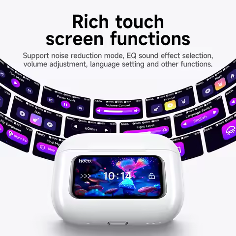 HOCO EW72 Lite Wireless Touch Screen Bluetooth Headset LED Power Display In Ear Sport Game Headphone